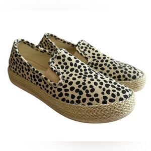 Women’s Esprit Nadine Espadrille Slip.On Shoes. Animal Print Tan/Black. Size 6.5